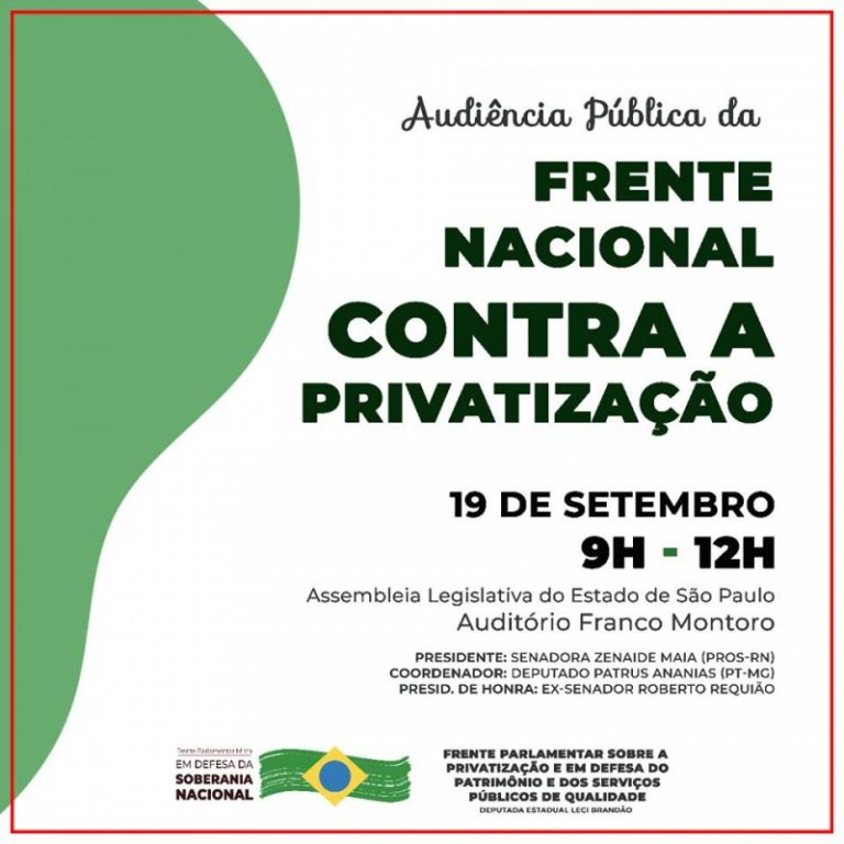 São Paulo lança Frente contra privatização e em defesa da Soberania Nacional