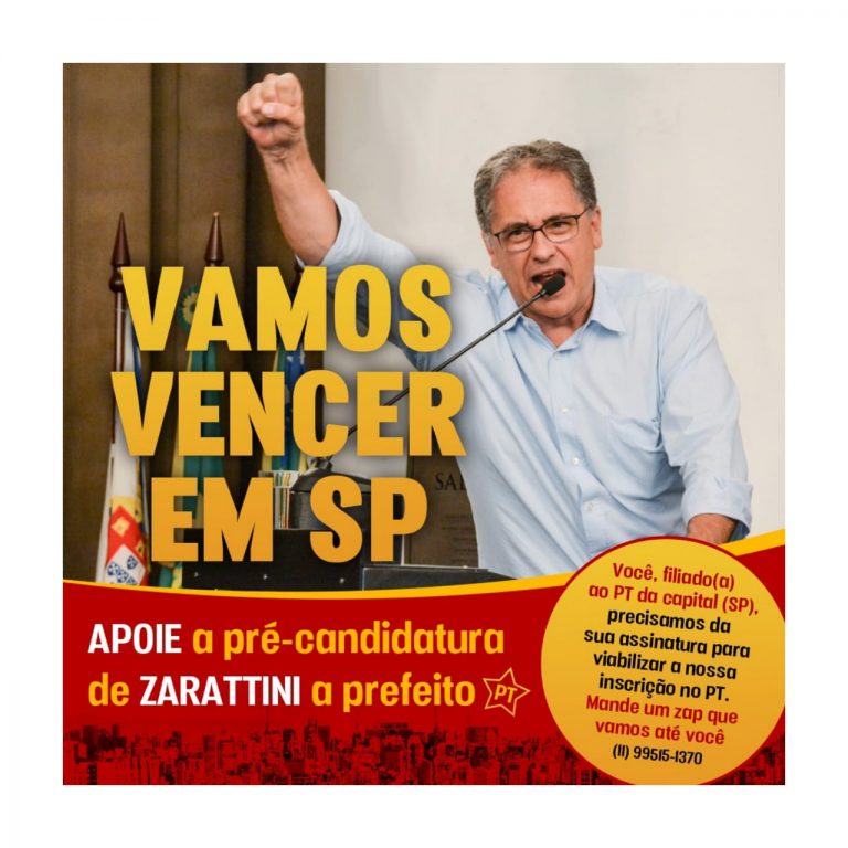 APOIE a pré-candidatura de Zarattini a prefeito de São Paulo pelo PT