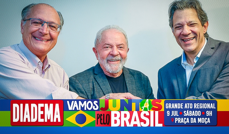 Lula, Alckmin e Haddad participam de ato em Diadema (SP), neste sábado