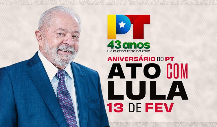Lula nos 43 anos do PT: acompanhe na TvPT a partir das 18h