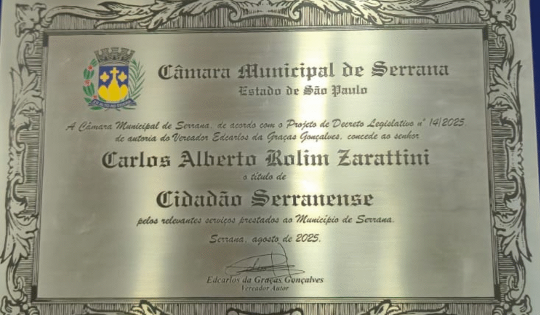 Zarattini recebe título de Cidadão Honorário da cidade de Serrana
